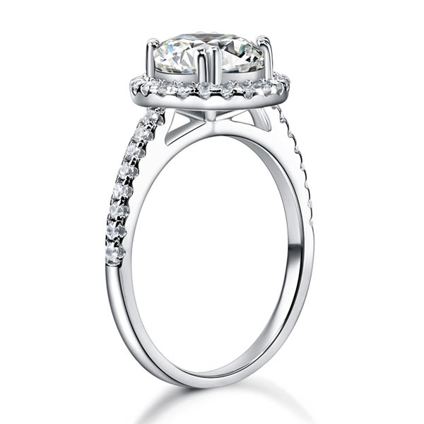 925 Sterling Silver Wedding Engagement Halo Ring 2 Carat Created Diamond