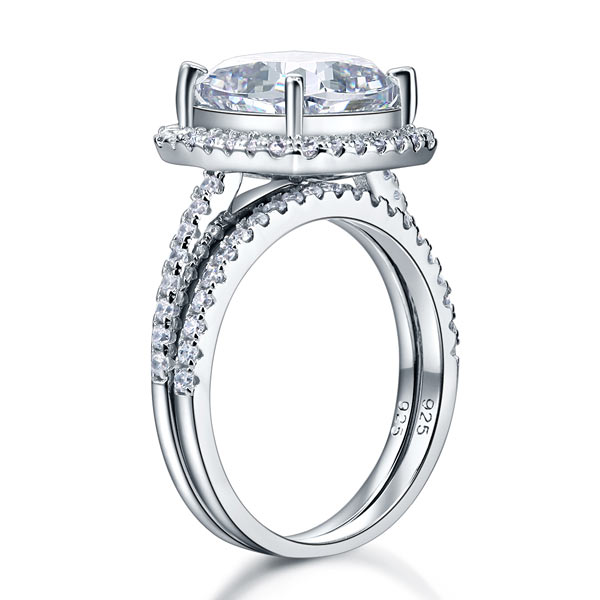 Sterling Silver 2 Pcs Wedding Engagement Ring Set 5 Ct Created Diamond