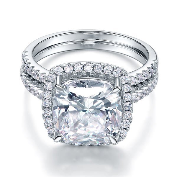 Sterling Silver 2 Pcs Wedding Engagement Ring Set 5 Ct Created Diamond