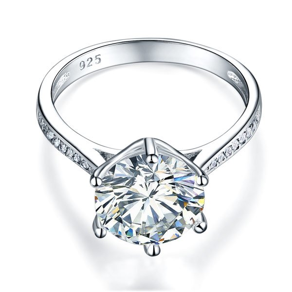 925 Sterling Silver Wedding Engagement Ring 3 Carat Created Diamond Jewellery