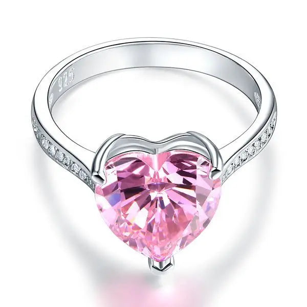 Sterling Silver Bridal Engagement Ring 3.5 Carat Heart Pink Created Diamond Jewellery limanilondon