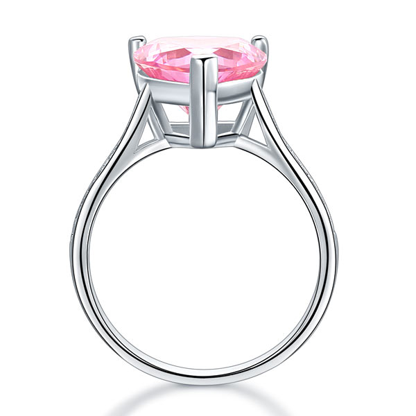 Sterling Silver Bridal Engagement Ring 3.5 Carat Heart Pink Created Diamond Jewellery
