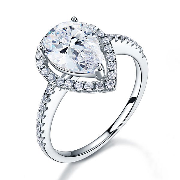 2 Ct Pear Cut Ring Sterling 925 Silver Wedding Promise Anniversary Engagement Jewellery