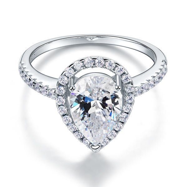 2 Ct Pear Cut Ring Sterling 925 Silver Wedding Promise Anniversary Engagement Jewellery