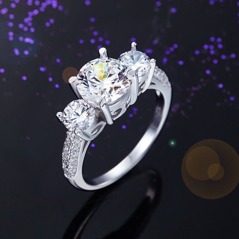 925 Sterling Silver 3-Stone Wedding Ring 2 Carat Created Diamond Jewellery Vintage Style