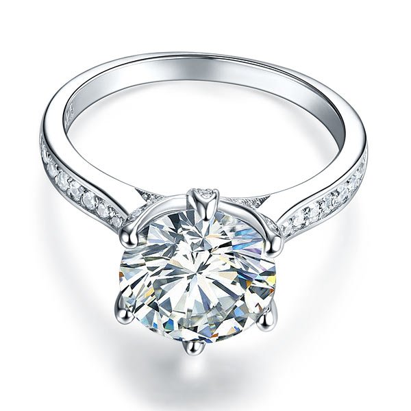 925 Sterling Silver Luxury Wedding Engagement Ring 3 Carat Created Diamond Jewellery