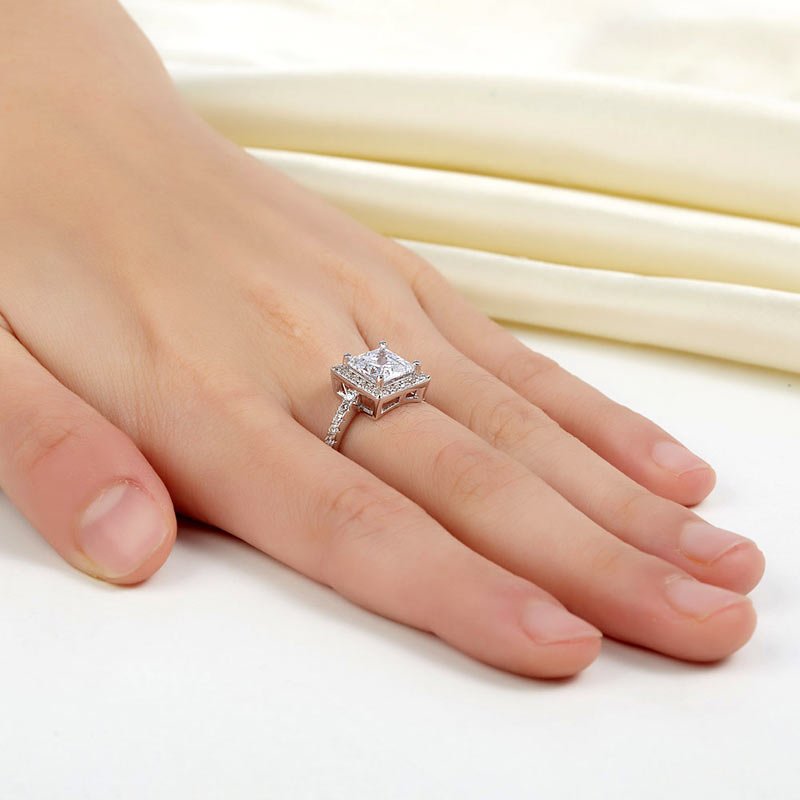 1.5 Ct Princess Created Diamond Solid 925 Sterling Silver Wedding Anniversary Engagement Ring Jewellery