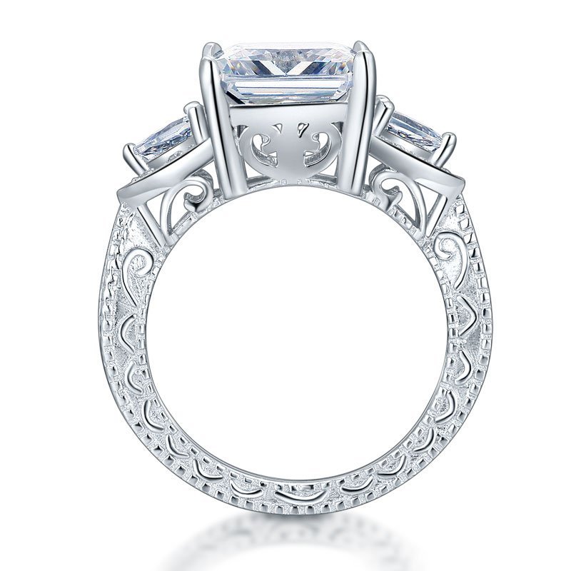 Luxury 925 Sterling Silver Wedding Engagement Ring Vintage 4 Ct Created Diamond