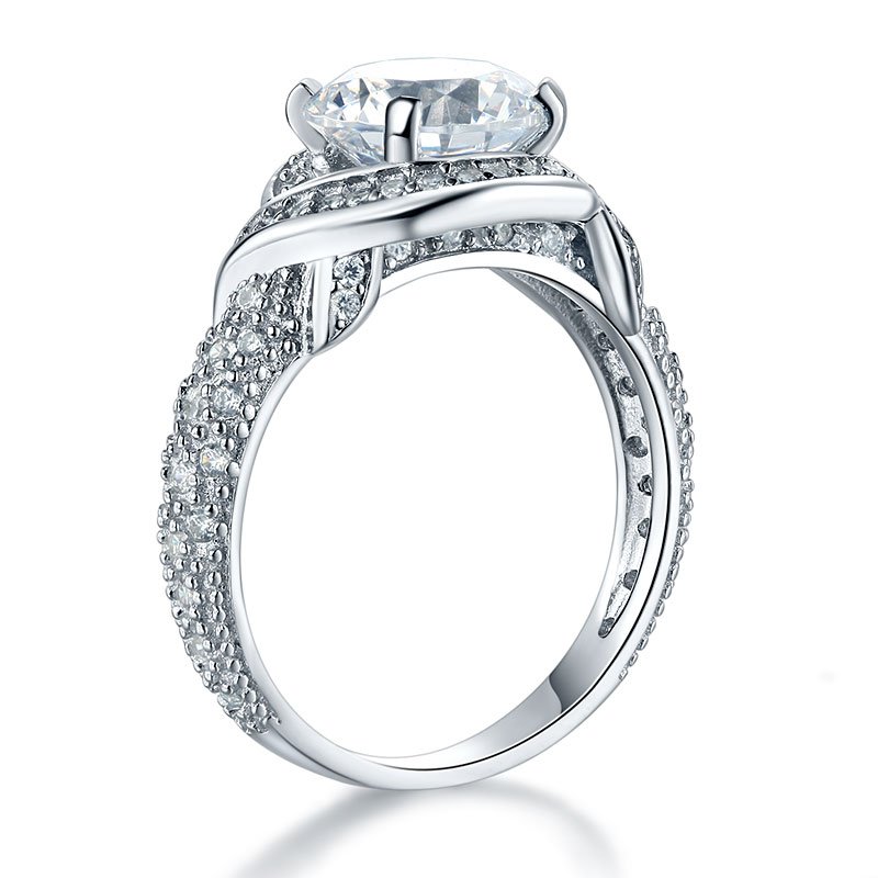 Vintage Style Art Deco 925 Sterling Silver Ring Promise Engagement