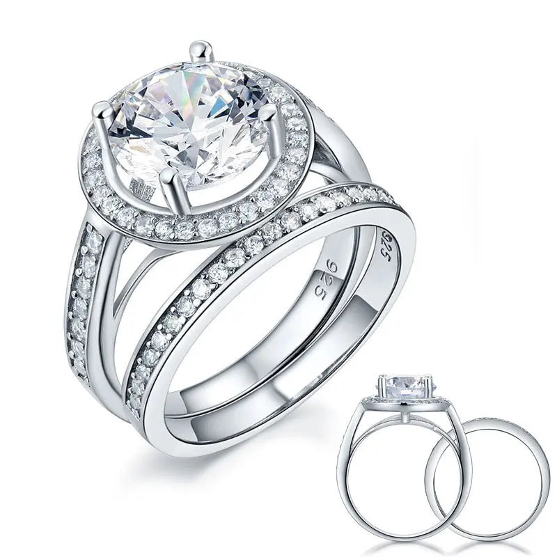 Luxury 925 Sterling Silver Promise Engagement Ring Set 3.5 Ct Vintage Created Diamond limanilondon