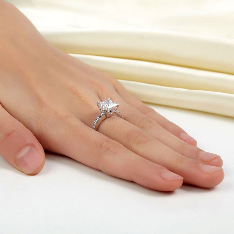 1.5 Ct Princess Cut Created Diamond 925 Sterling Silver Wedding Ring Engagement Promise Anniversary