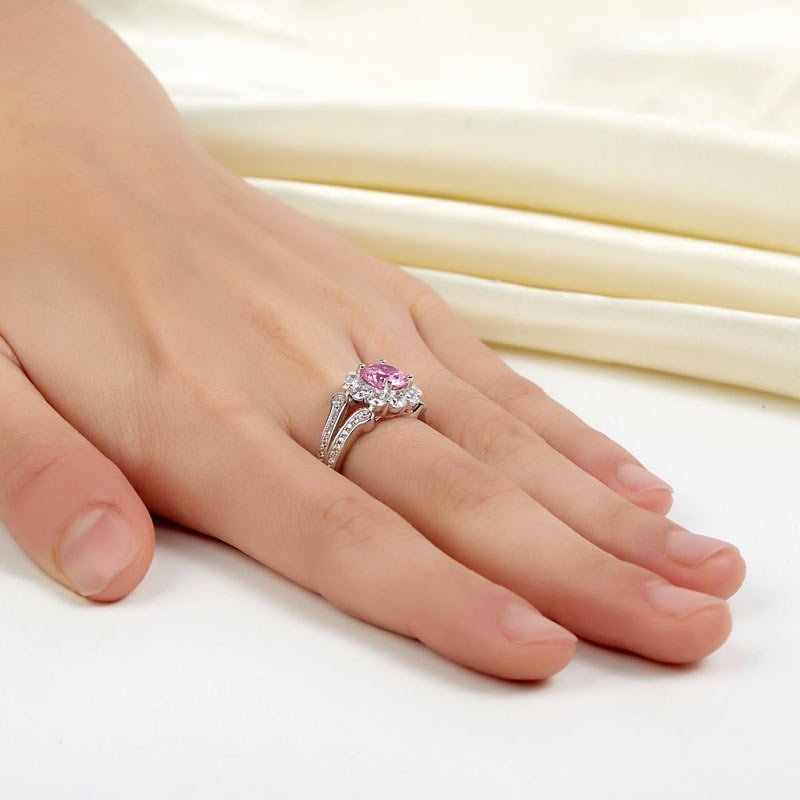 Art Deco Vintage Style Ring 925 Sterling Silver Wedding Ring 1.25 Ct Fancy Pink Created Diamond Promise Anniversary