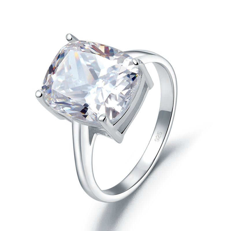 Solid 925 Sterling Silver 6 Carat Wedding Anniversary Solitaire Ring Luxury
