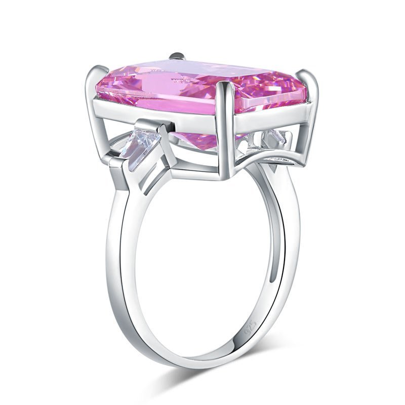 8.5 Carat Pink Created Diamante Stone Solid 925 Sterling Silver Ring Party Luxury Jewellery