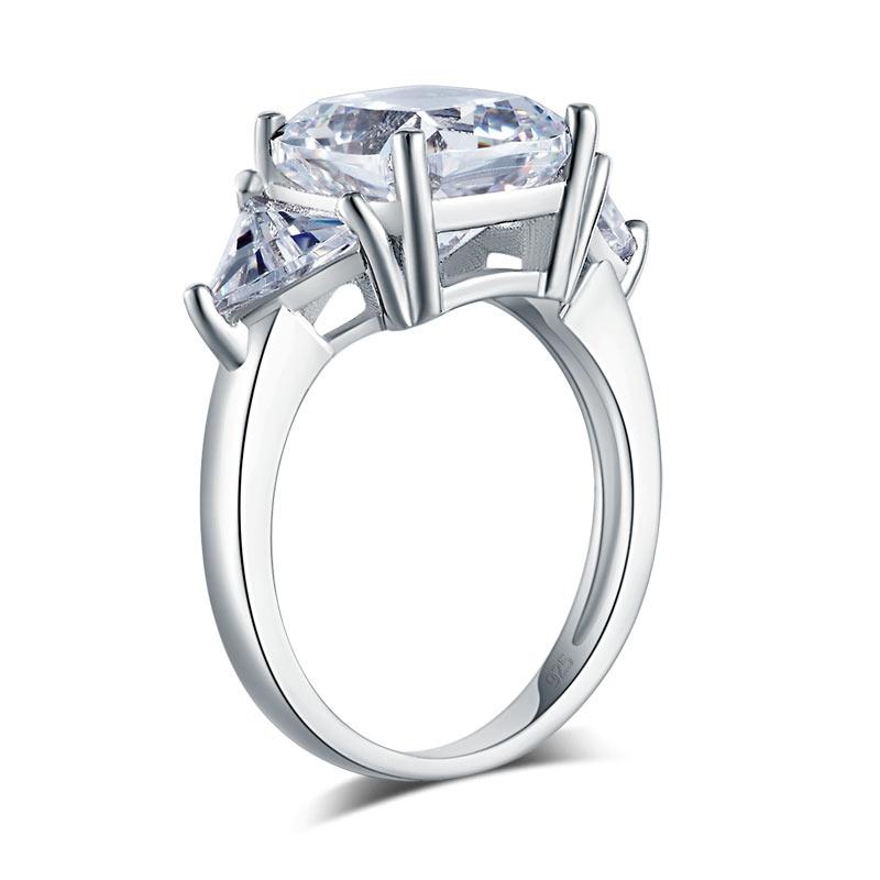 Cushion Cut 4 Carat Solid 925 Sterling Silver Ring Party Luxury Jewelry Created Diamante