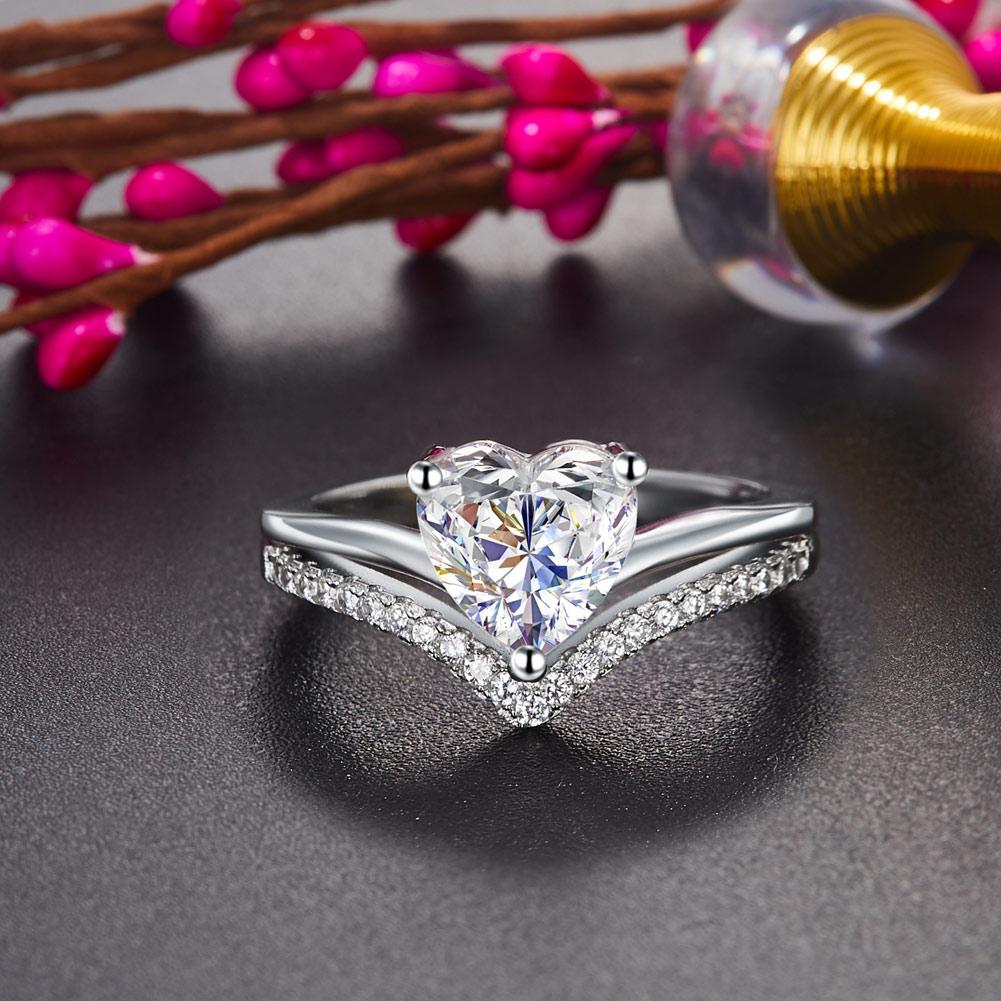 2 Carat Heart Created Cut Diamond Engagement Ring 925 Sterling Silver