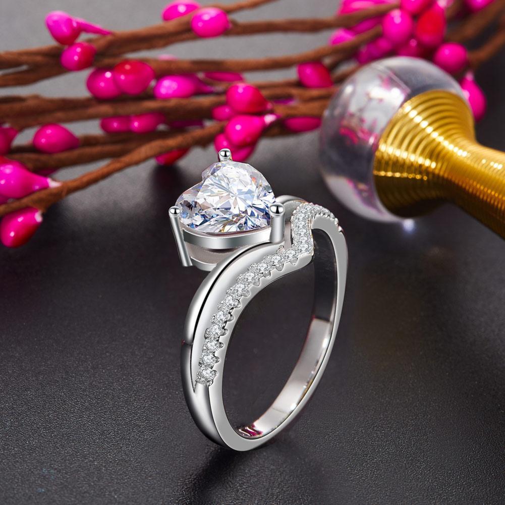 2 Carat Heart Created Cut Diamond Engagement Ring 925 Sterling Silver