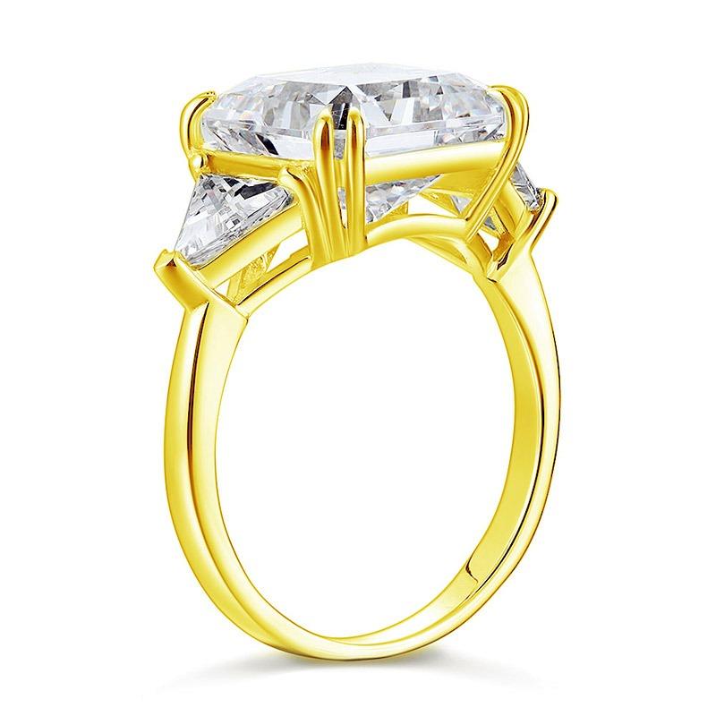 Solid 925 Sterling Silver Three-Stone Luxury Ring 8 Carat Created Diamond Ring