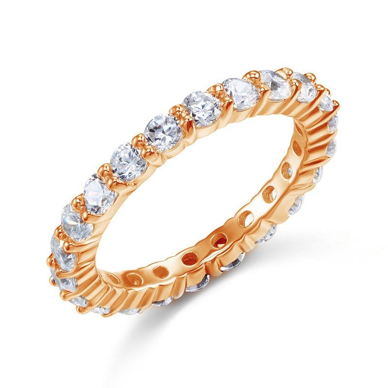 Solid 925 Sterling Silver Wedding Band Eternity Stacking Ring Rose Gold Plated