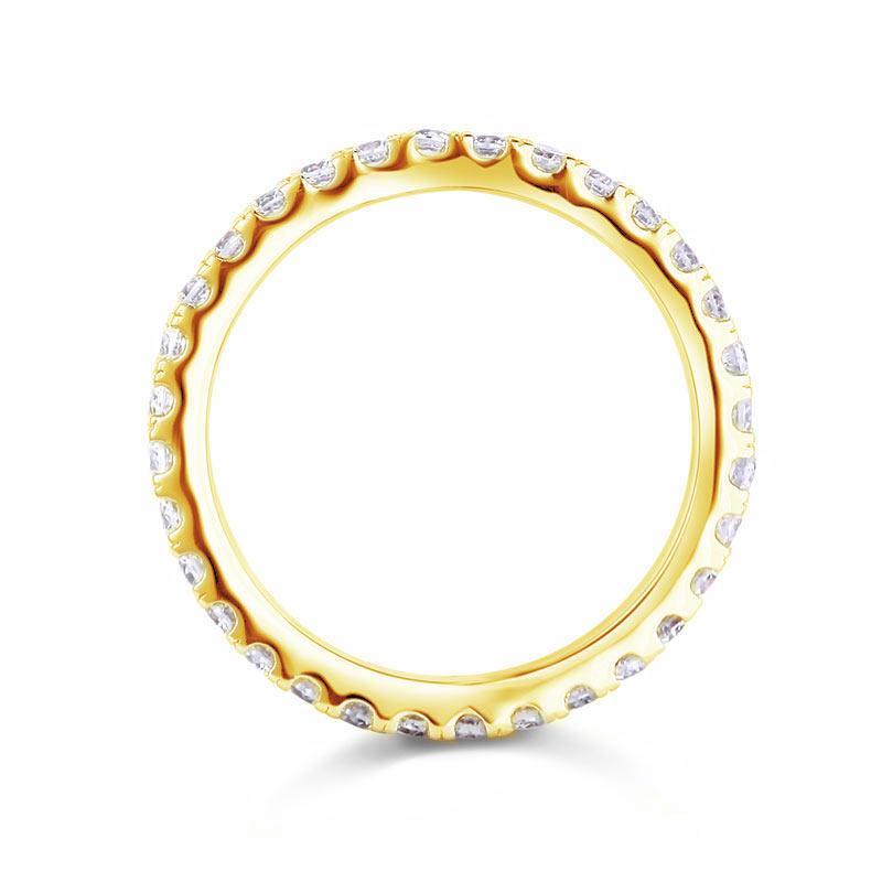 Eternity Band Created Diamond Solid Sterling 925 Silver Yellow Gold Plated Wedding Band