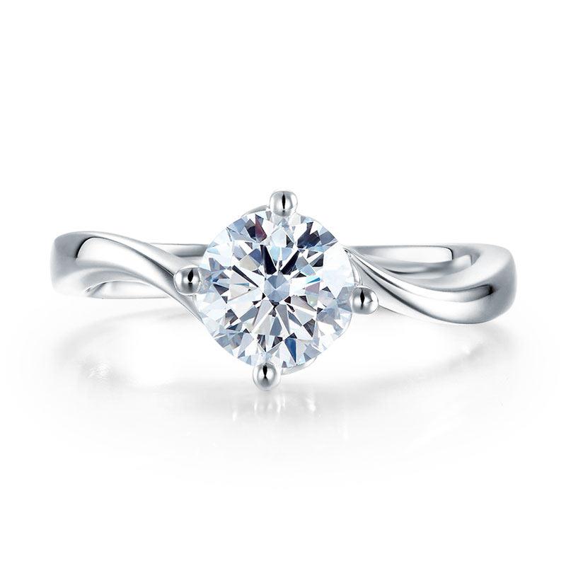 1 Carat Moissanite Diamond Swirl Solitaire Engagement 925 Sterling Silver Ring