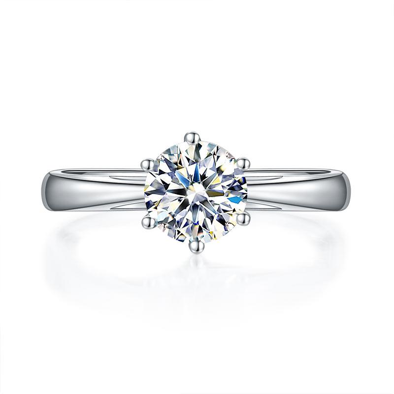 1 Carat Moissanite Diamond Ring Classic 6 Claws Engagement 925 Sterling Silver Ring
