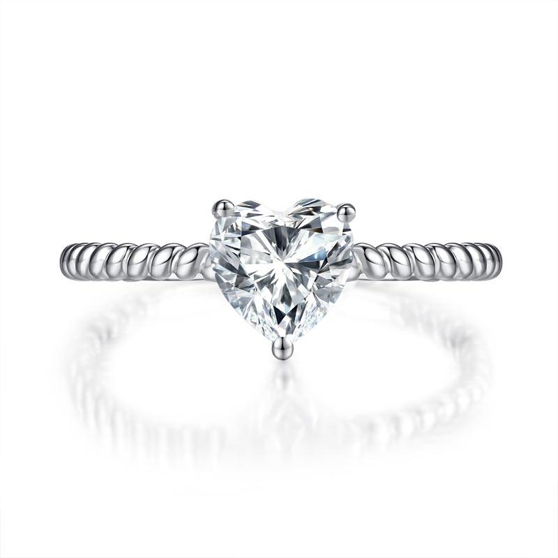 Heart 1 Carat Moissanite Diamond Ring Engagement 925 Sterling Silver