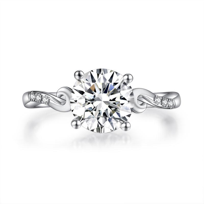 2 Carat Moissanite Diamond (8 mm) Wedding Engagement Ring 925 Sterling Silver