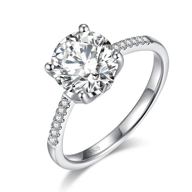 2 Carat Moissanite Diamond (8 mm) Engagement Ring 925 Sterling Silver
