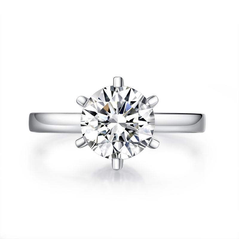2 Carat Moissanite Diamond (8 mm) 6 Claws Engagement Ring 925 Sterling Silver