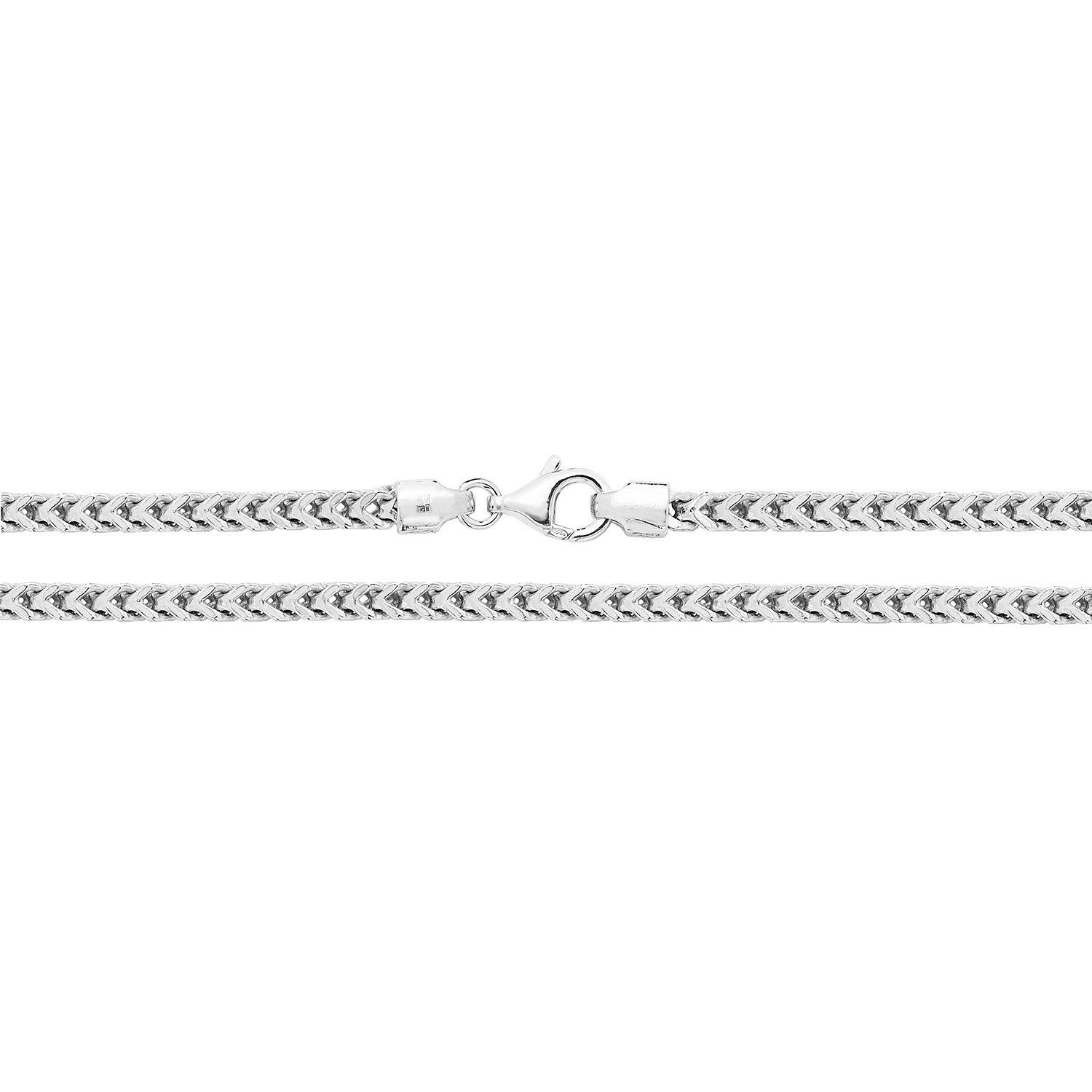 Silver SQR Rhodium Plated Franco Chain 8"-36"