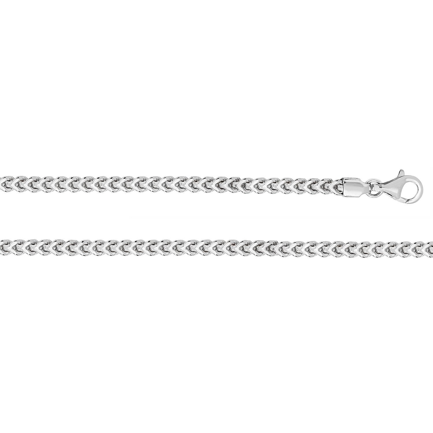 Silver SQR Rhodium Plated Franco Chain 8-36 inches