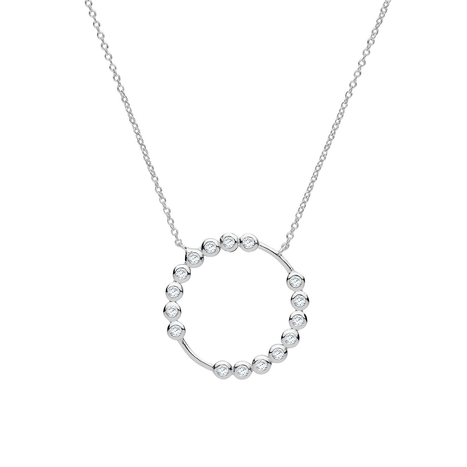 925 Sterling Silver CZ Bezel Set Necklet