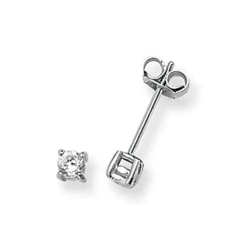 925 Sterling Silver 3mm Round Cubic Zirconia Stud Earrings