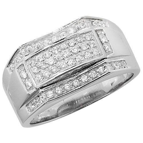 Sterling Silver 925 Men's Stone Set Cz Ring 9.50 Grams Gift boxed Silver Ring