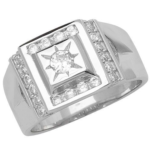 Sterling Silver 925 Men's Stone Set Cz Ring 6.50 Grams Gift boxed Silver Ring