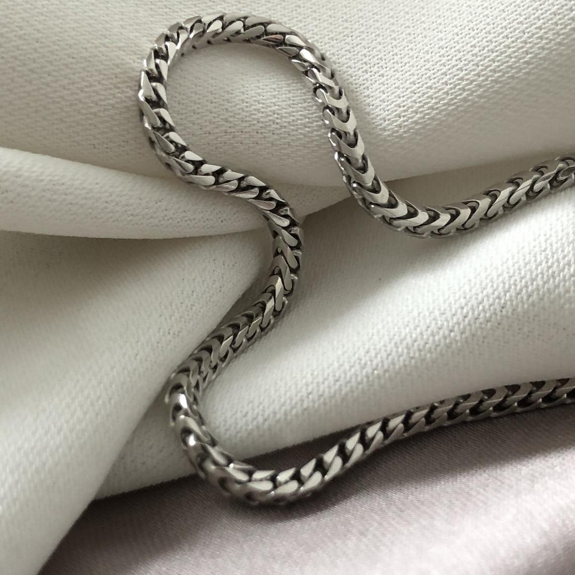Silver Franco Chain - Men’s chain sterling silver 925 Hallmark - Gift Boxed Silver Chain 16"-30" 3MM