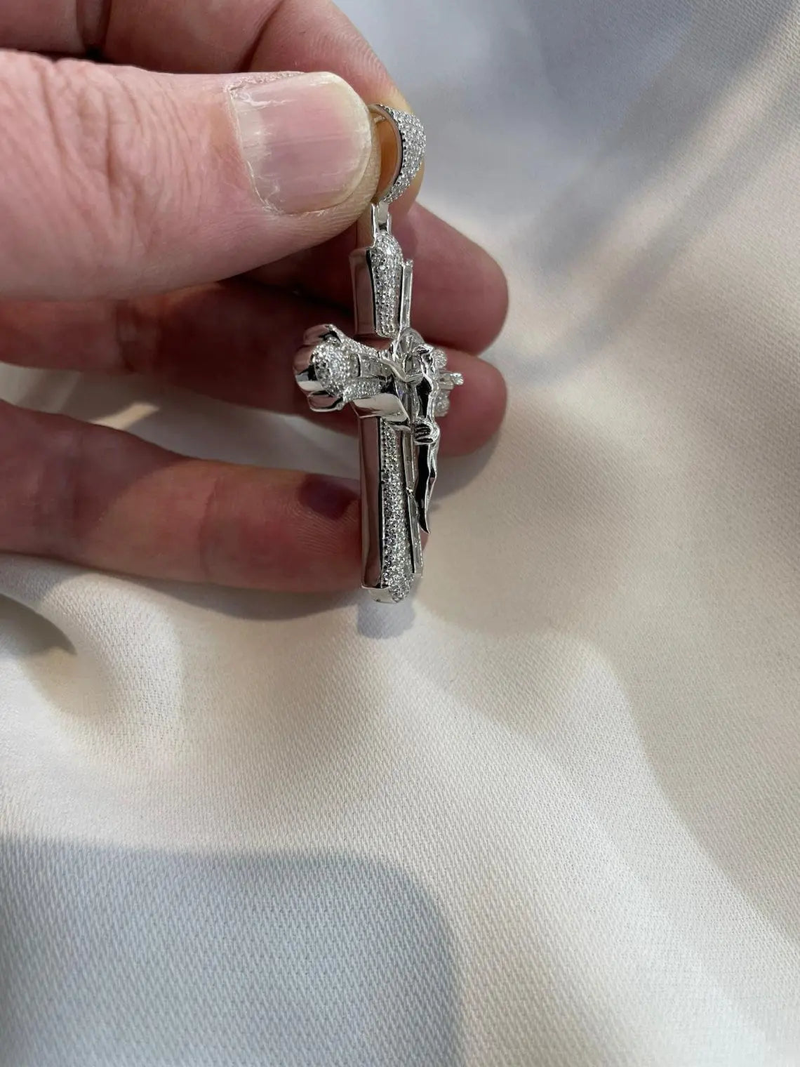 Sterling Silver Jesus Face Cross Pendant - Religious Gift (58mm) limanilondon