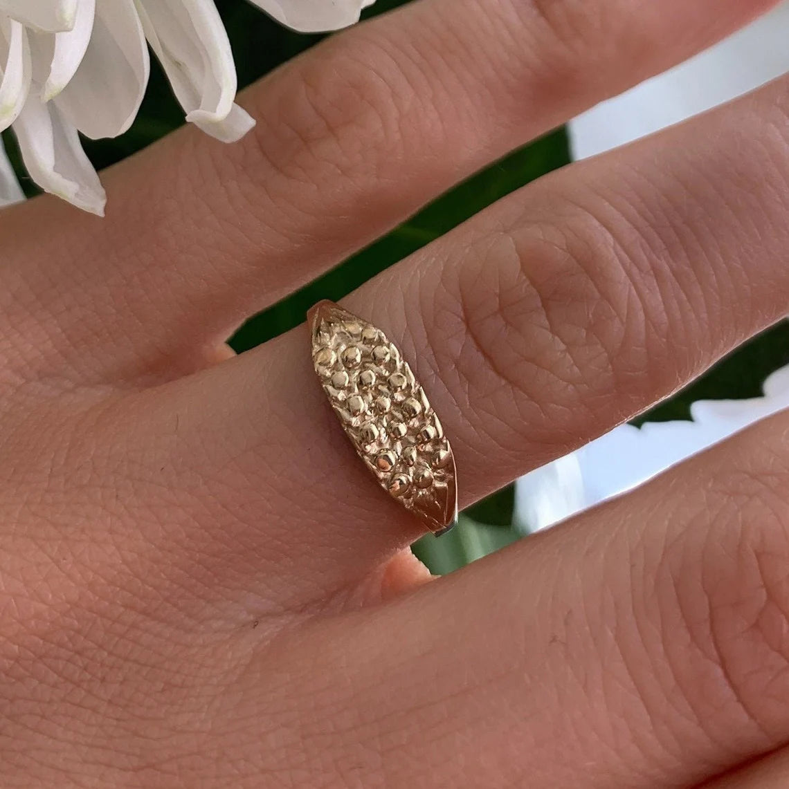 Genuine 9ct Yellow Gold Babies Keeper 3 Row Ring