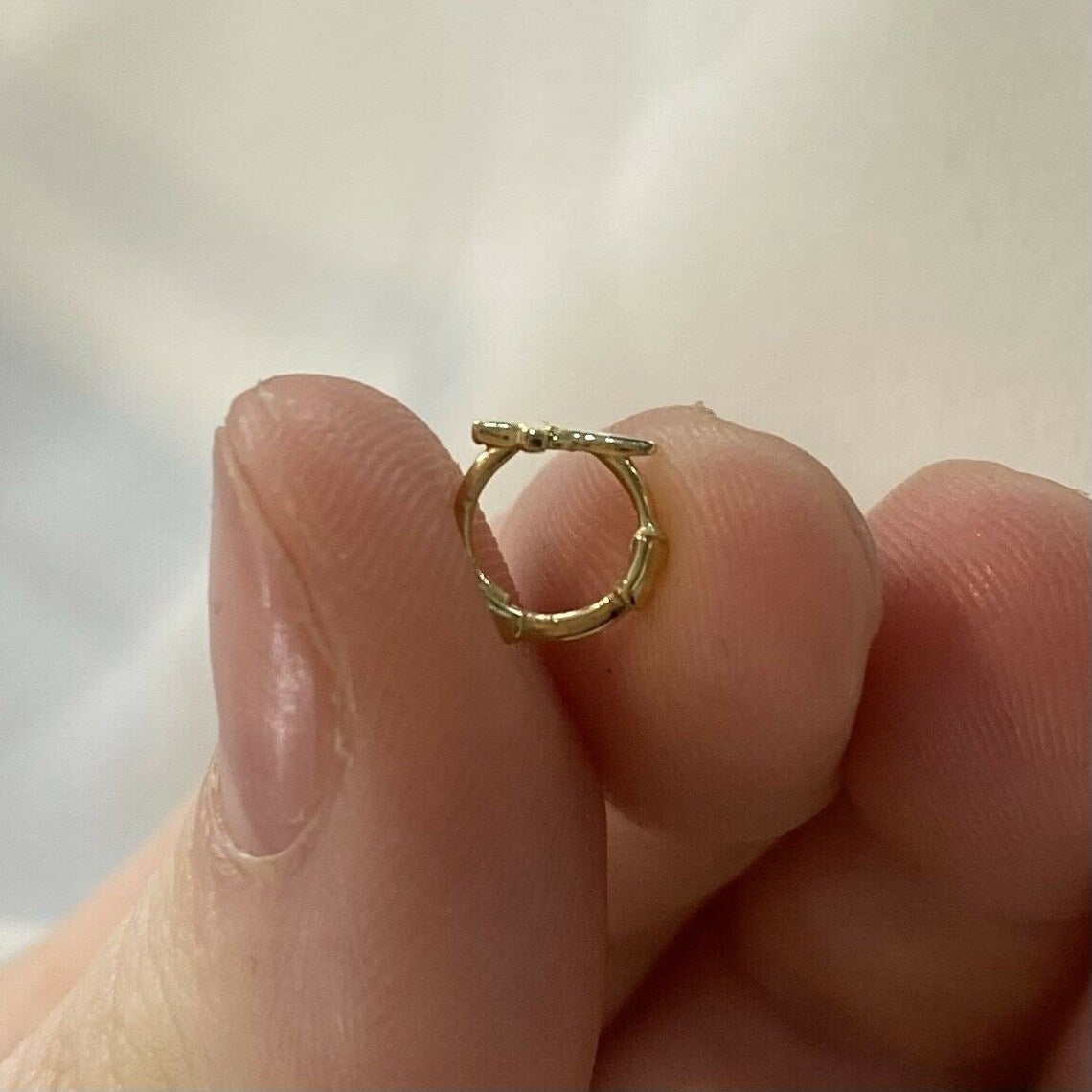 9ct Gold Cross Hoop Earring: Helix Cartilage Piercing