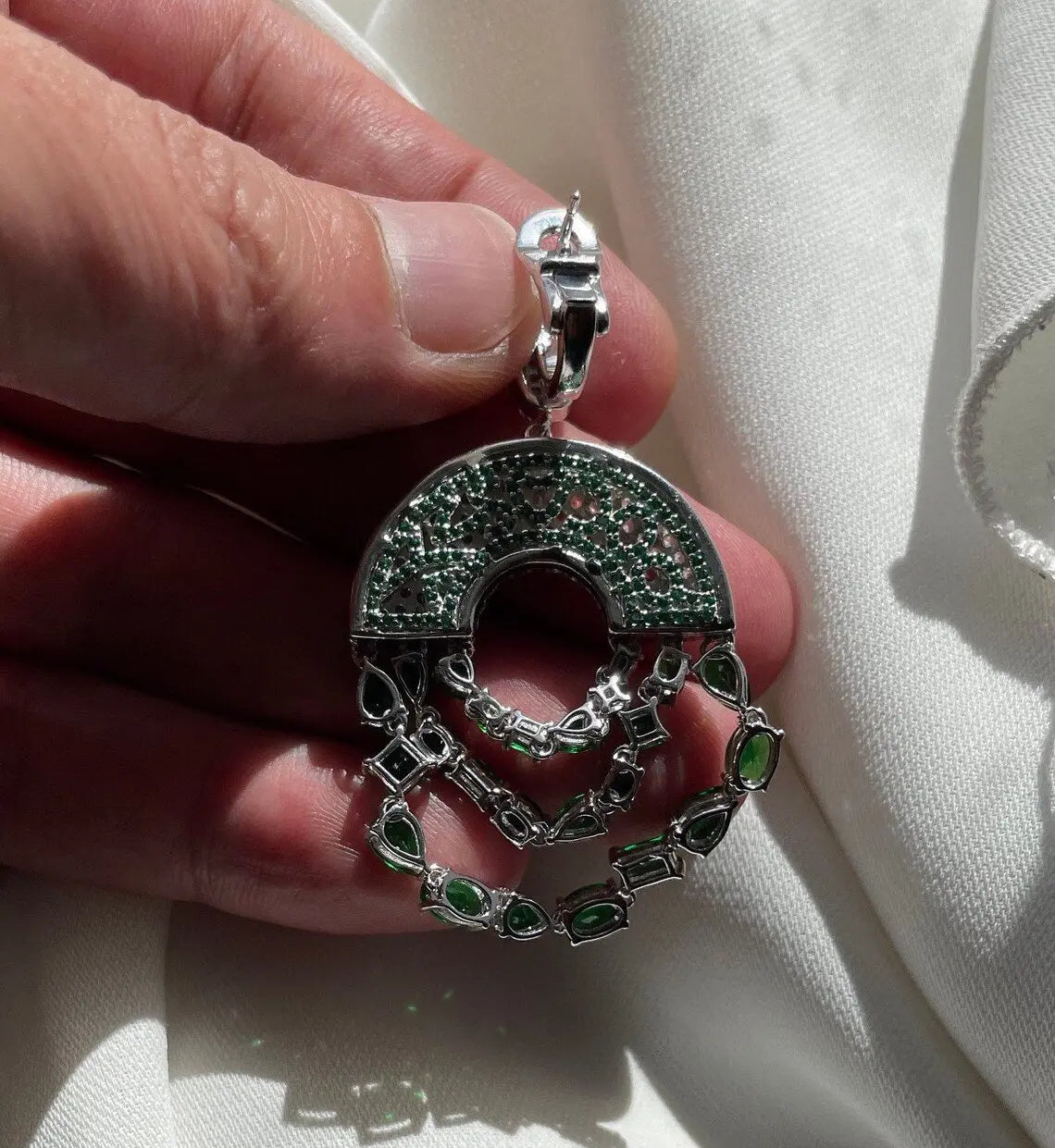 Green emerald Statement Earrings