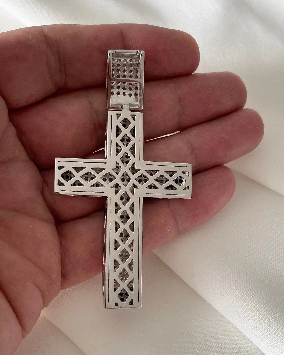 Sterling Silver Cross Pendant: Black & Clear CZ, 27.70 Grams limanilondon