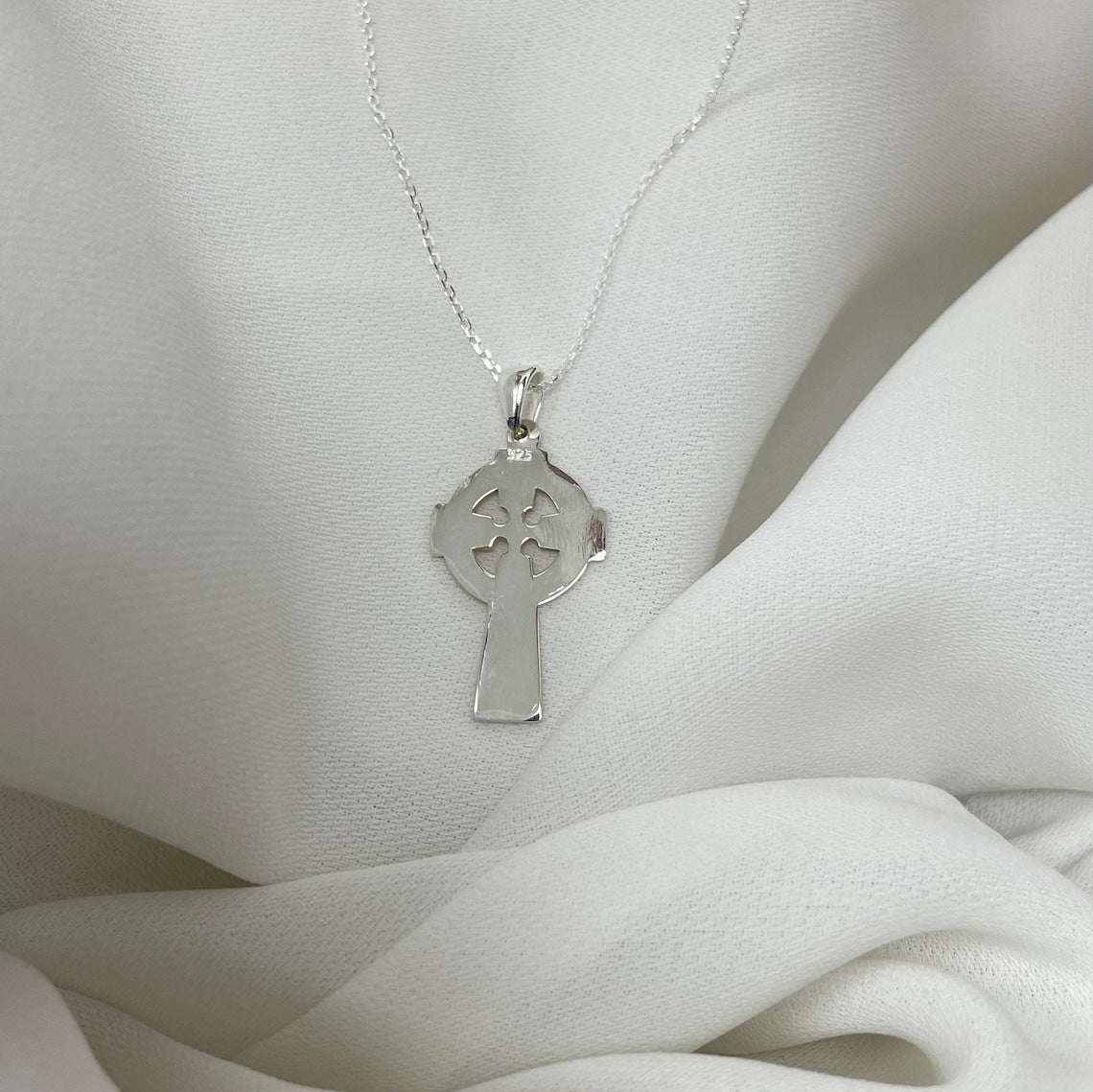 Sterling Silver Celtic Cross Pendant 1.80 Grams with Silver Faceted Belcher Chain - Gift Boxed