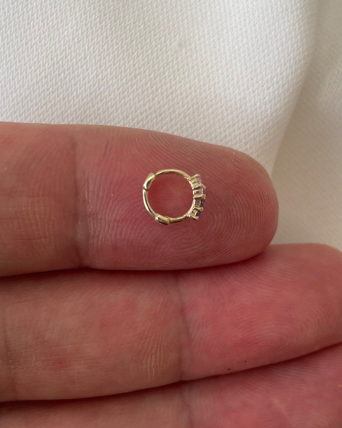 9ct Gold Multi Gem Cross Hoop Earring: Helix Cartilage Jewelry