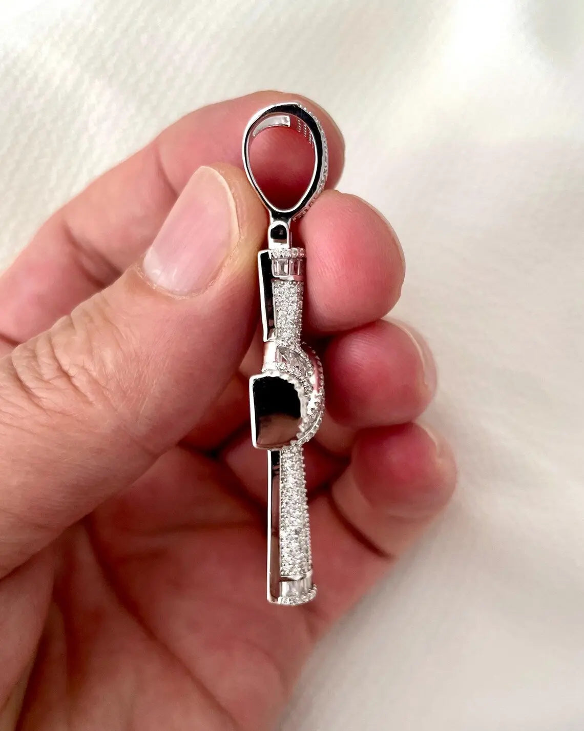Sterling Silver CZ Cross Pendant - Baguette Cut Stone, Gift Boxed limanilondon