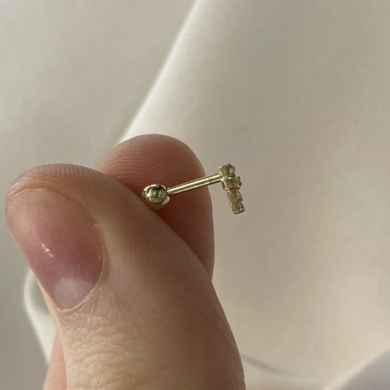 9ct Gold Cross CZ Helix Stud Earring: Body Piercing Jewelry