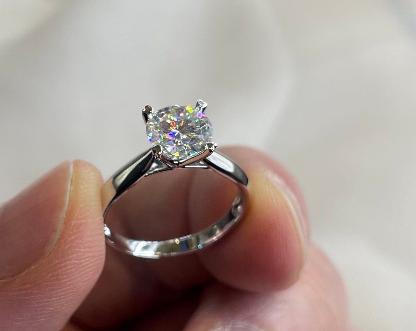 1.5 Carat Moissanite Diamond Ring Heart Shape Prong 925 Sterling Silver