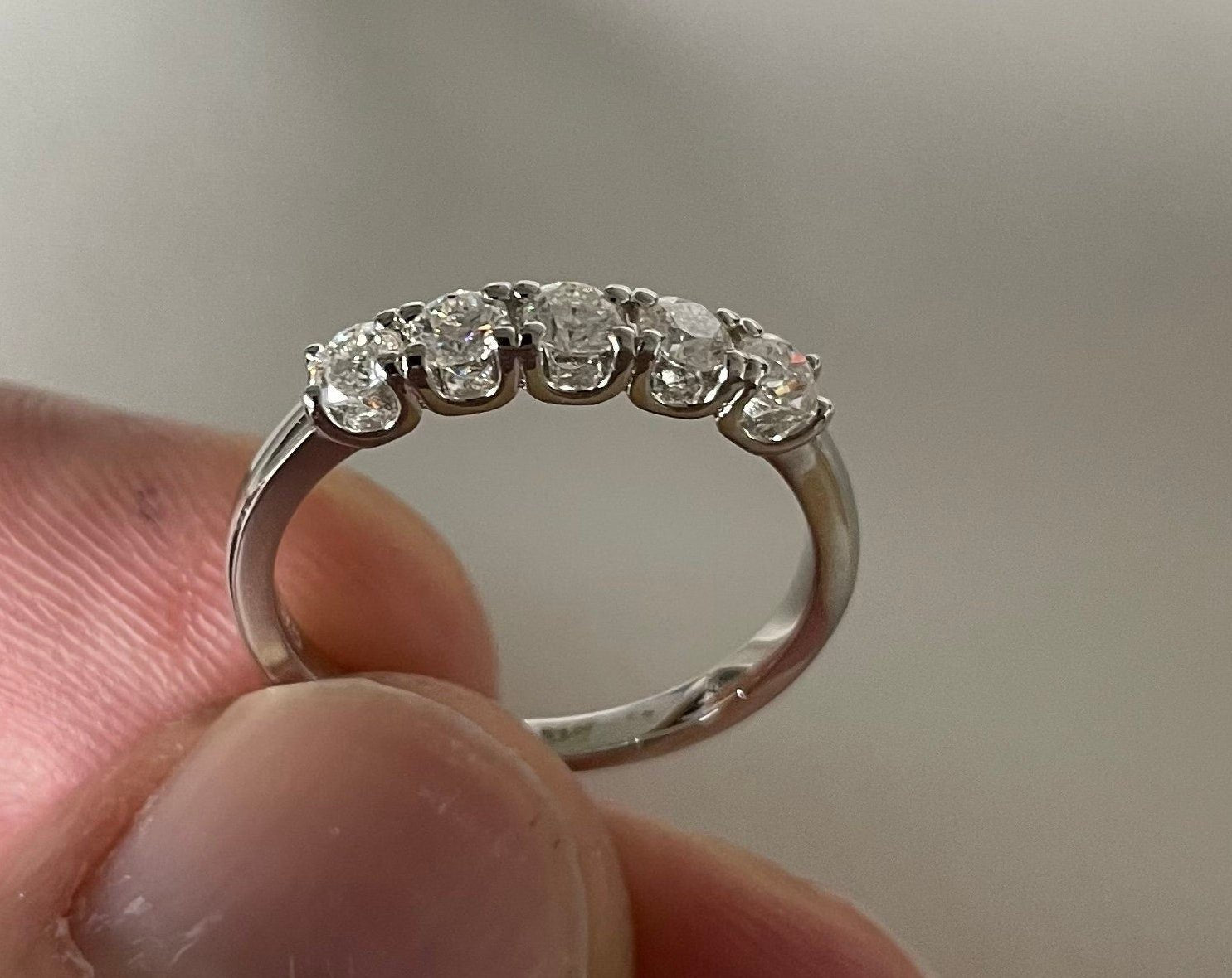 Five Stone Moissanite Diamond Wedding Band 925 Sterling Silver Ring