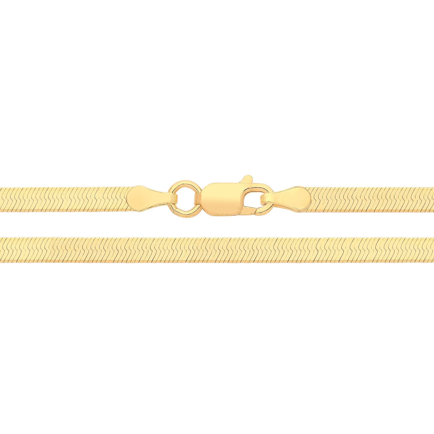 Flat Snake Necklace Chain 925 Sterling Silver & Yellow Gold Plated 3mm - Gift Boxed Elegance for Every Occasion