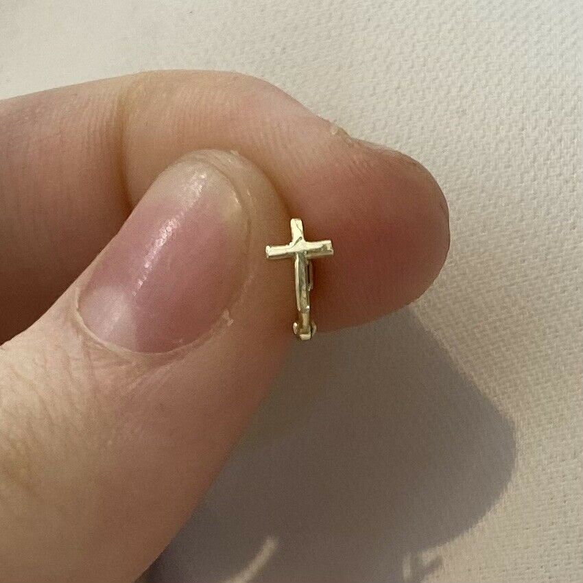 9ct Gold Cross Hoop Earring: Helix Cartilage Piercing